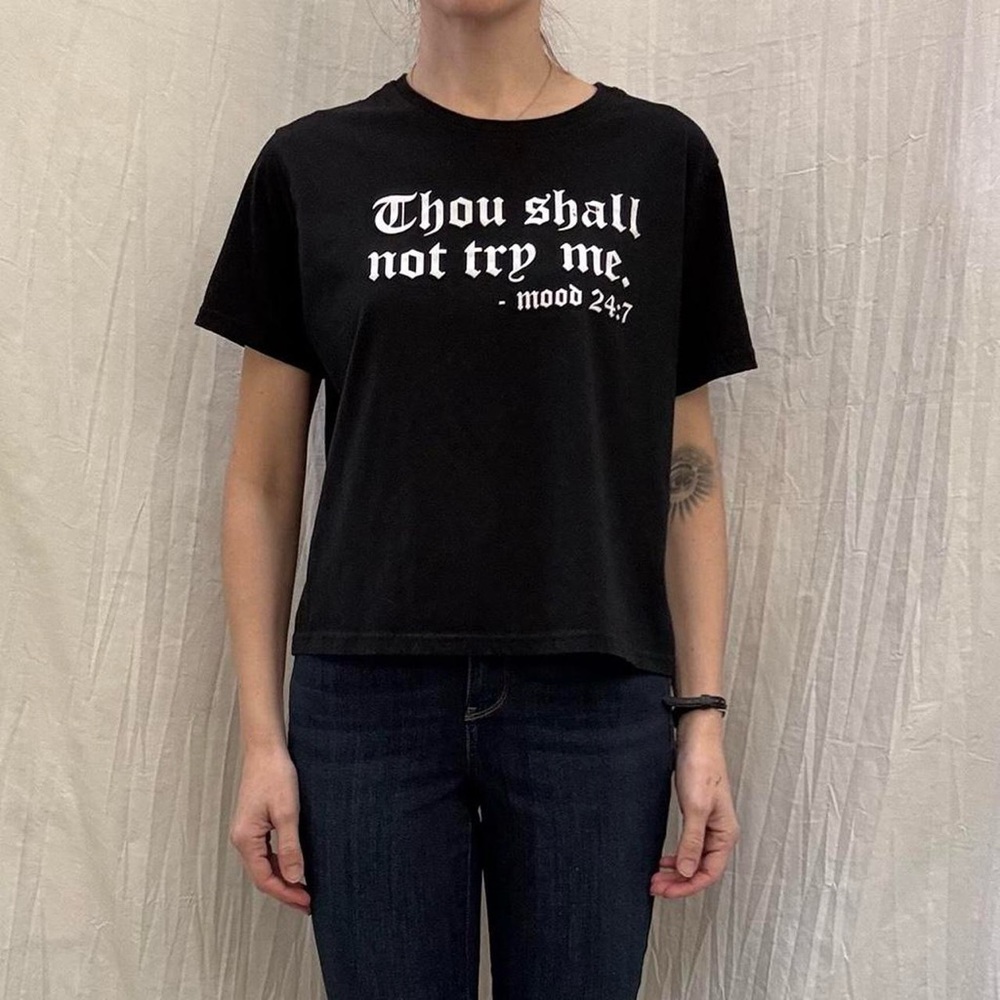 Thou Shall Not Try Me Olde English Graphic Tee Shirt Funny Graphic S/M/L - Picture 2 of 8